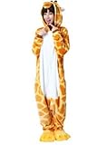 Tieroutfit Halloween Giraffe Kostüm Kigurumi Schlafanzug Erwachsene Japanische Tier Pyjama Onesie tierkostüme gelb (M(für Höhe 162-168cm))