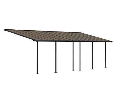 Palram Capri Pergola Adossée Aluminium Et Polycarbonate 3x8, pour Couvrir Une Terrasse Toute L'année - Garantie 7 Ans (25.4m², Gris Bronze)