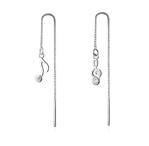 iszie Jewellery - Orecchini in Argento Sterling a Forma di Note Musicali, con Cristalli