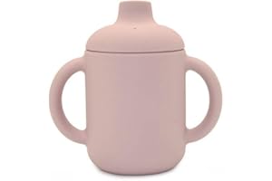 Sella Products Silicone Sippy Cup | 120ml | 100% Non-Toxic Food Grade Silicone | BPA and PVC Free | Double Handle | Leak Proof Lid | Baby Weaning Cup for Hot and Cold Drinks (Pale Mauve)