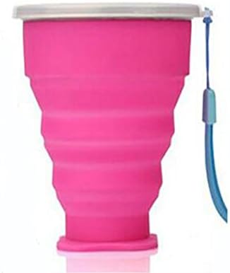 LUCYSHOP Retractable Collapsible Portable Silicone Outdoor Travel Drinking Cup for travelling, camping, hiking &amp; commuting to work. Portable Silicone Retractable Telescopic Folding BPA FREE (Rose)