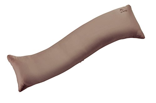 Sei Design® Bezug für Seitenschläferkissen in S-WELLE-Design 40x130 cm, Satinstoff mit Reißverschluss und aufgesticktem Logo. (schoko-braun)