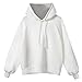 Produktbild HWTOP Damen Oberteil Löcher Sport Pullover Bauchfrei Hoodies Drucken Langarmshirt Bluse Stickerei Kapuzen Kleidung Einfarbig Cropped Sweatshirt Laternenhülse Frauen Pulli Tops (Weiß, S)