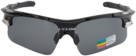 L·V·X·ING LVX548 Mens Outdoor Sports Polarized Sunglasses Exchangeable 5 UV400 Lenses Cycling Hiking Running Sunglasses Upgraded Design, Black