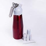 LYXL Siphon Chantilly Distributeur de crème fouettée Acier Inoxydable 500 ML Whipper Maker Professional Nouveau Distributeur de Beurre en crème Whipper Foam Maker Machine Rouge