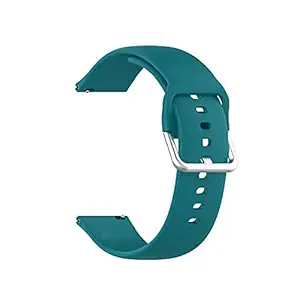 Humble Silicone 19mm Replacement Band Strap with Metal Buckle Compatible with Noise Colorfit Pro 2 , Boat Storm Smart Watch & Watches with 19mm Lugs (Teal Green)