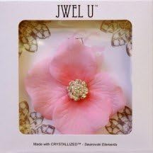 Swarovski Crystal handcrafted Flower Glamour light rose, NO CLIPS, simple threading fitting method, non slip, reusable