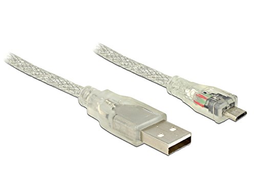 DELOCK Kabel USB 2.0 Typ-A Stecker > USB 2.0 Micro-B Stecker 1,5 m transparent