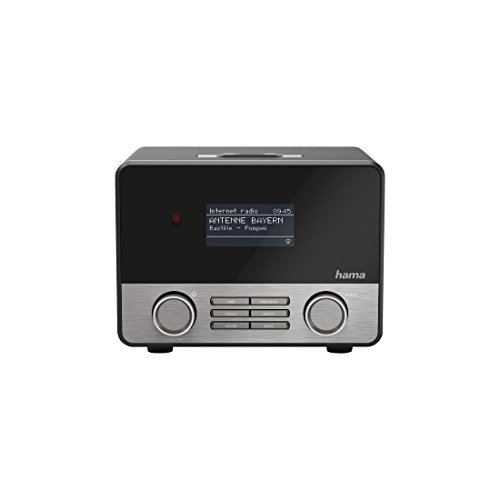 Hama Internetradio IR110M (WLAN/LAN, Fernbedienung, USB-Anschluss mit Lade- und Wiedergabefunktion, Weck- und Wifi-Streamingfunktion, Multiroom, gratis Radio App), schwarz