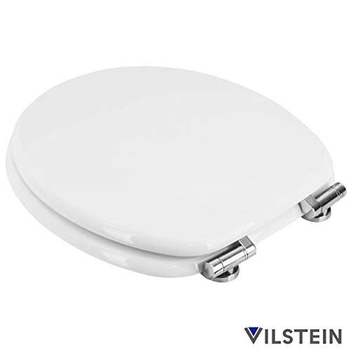 VILSTEIN© WC-Sitz und Toilettendeckel mit Absenkautomatik, Antibakteriell, Stabile Metall-Scharniere verchromt und rostfrei, hochwertige und stabile Qualität aus MDF Holz, WC Deckel, Weiß - 3