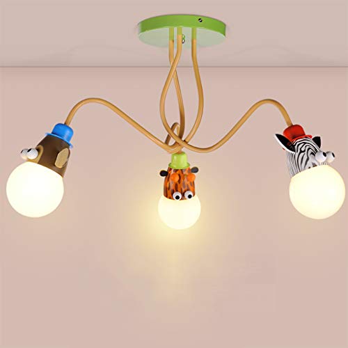 Preisvergleich Produktbild ZQH LED Karikatur Tier Kinderzimmer Deckenleuchte, kreativ Haushalt Junge Mädchen Schlafzimmer Lampe Kindergarten Dekoration Beleuchtung Vorrichtung,Threeheads65*45CM