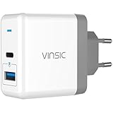 USB Typ C Ladegerät VINSIC 5V 5.4A 2 Port ( USB + Type C ) USB Stecker Wandladegerät Reiseladegerät für iPhone / iPad / Samsung / HTC / Google / Sony, etc.