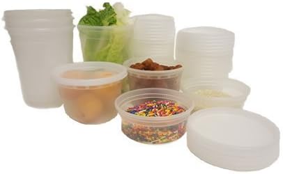 [8 PACK] Plastic Microwave Freezer Safe Round Leakproof Food containers And Lids (16 oz (448ml))