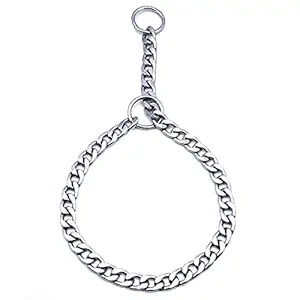 RvPaws Dog's Chrome Plated Diamond Training Choke Chain Collars ,Dog Neck Collar Belt for Large Heavy Dogs (Grind 6) - L :26 Inch Collar /1.75 cm Thick with 2 Metal End Circles for Dog Tags