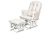 KUB Nursery Haywood White Finish Glider Chair and Footstool (Beige Upholstery)