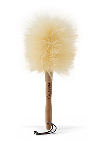 Perfetto Eco Wooly Piumino in Lana, Manico: 100% Legno di Faggio, Bianco, 7x7x34 cm