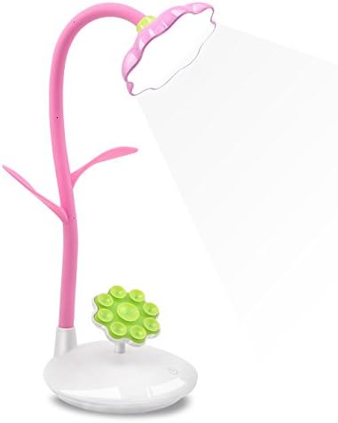 LED Desk Lamp,Eagwell Kids Lamp,Touch Control dimmable Brightness Flexible Light with USB Charging Port,Eye-Care Reading lamp with Sucker Holder for Study,Cute Gift for Kids (Pink)