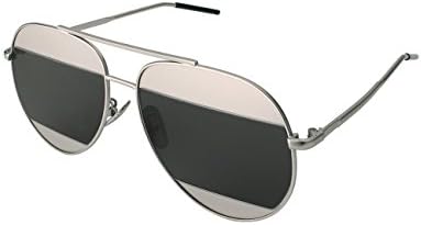 FAPIR Split Mirrored Aviator Sunglasses Women Mens Retro Metal Frame UV400 Reflective Glasses (Silver Frame Grey Lens, 58)