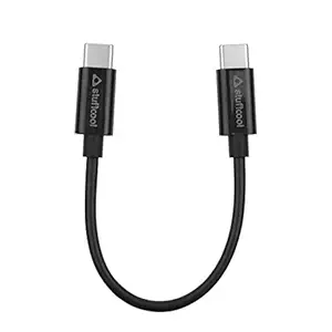 Stuffcool Minima 3Amp USB Type-C to USB-C Fast Charging Data Cable - 15cm All Type C Devices - Black (Ideal for Power Banks)