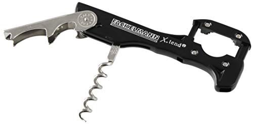 FMprofessional 21489.0 Cavatappi Sommelier in Acciaio Inox, con tagliacartine, (Colore: Nero)