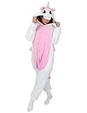 LATH.PIN® Jumpsuit Tier Cartoon Fasching Kostüm Sleepsuit Cosplay Fleece-Overall Pyjama Schlafanzug Erwachsene Unisex Kigurumi Tier (Medium, Pink Einhorn) - 2