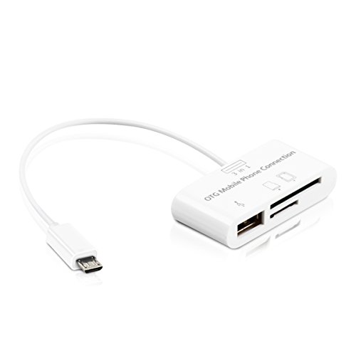 kwmobile 3in1 Micro USB OTG Kabel Adapter für Samsung Galaxy Tab S2 9.7 T810N/T813N/T815N/T819N – Card Reader Tablet Kartenleser Anschluss für USB 2.0 / SD Karte / Micro SD Karte in Weiß - 2