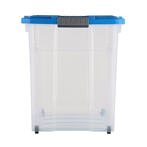 axentia Aufbewahrungsbox mit Rollen & Deckel – Stapelbox aus Kunststoff 80 Liter – Eurobox transparent – Aufbewahrungskisten stapelbar – Universalbox Ordnungssystem anthrazit-grau, blau oder gelb, 60 x 40 x 44,5 cm - 6