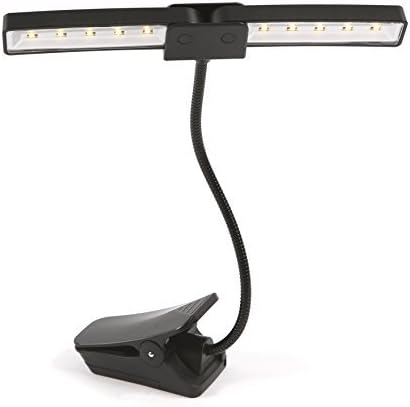 Alneo Light Nooky Clip LED Light with 10 LEDs Black - 90 Degree rotating 2 Lamp shades with each 5 LEDs - width crocodile clamp - incl. Batteries, Power supply and USB Cable