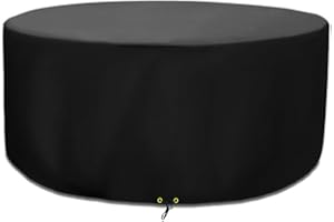 Funshot Gartentisch Abdeckung wasserdichte Rund,420D Oxford Gewebe Gartentisch Abdeckplane Winddicht,UV Beständiges,Gartenmöbel Abdeckung für Möbelsets,Ø 102x70 cm