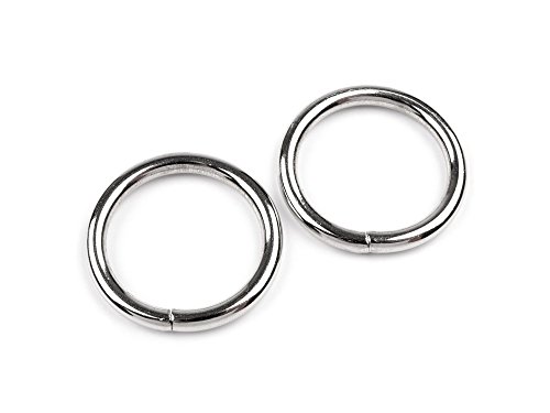 10 Metallringe für Gürtel, Taschen und mehr, 25mm, silber