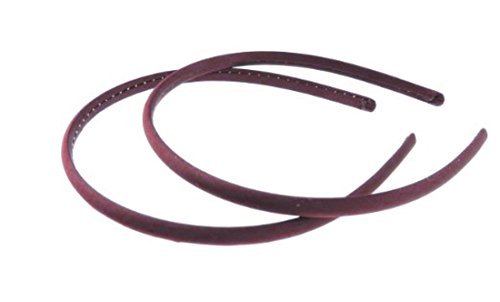 Girls Ladies Set of 2 Narrow 1cm Satin Covered Alice Bands Headbands Burgundy