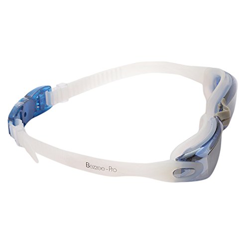 Profi Schwimmbrille von Bezzee Pro – gespiegelte Gläser – Antibeschlagbeschichtung – Wasserdicht – Anpassbar – Schwimmbrille für Erwachsene 180 ° Weitwinkel Sicht – Für Männer Frauen Kinder Jugendliche +10 – Beinhaltet ein GRATIS Schutzetui & Ohrstöpsel - 5