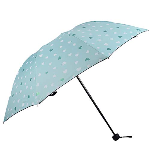 Preisvergleich Produktbild Lirener Mini Kompakt Winddicht Regenschirm Taschenschirm Sonnenschirm mit 8 Verstärkt Edelstahl-Rippen(Glitzer-Herz-Muster), Leicht Stabiler Anti- UV Schirm Transportabel Reiseschirm Golfschirm