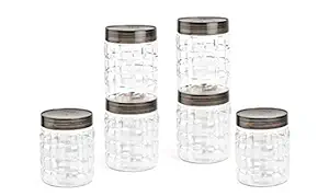 Cello Checkers Pet Plastic Airtight Container Set (6 -Piece, 650 ml, Transparent) by S H Homes MART & TERDARS by S H Homes MART & TERDARS