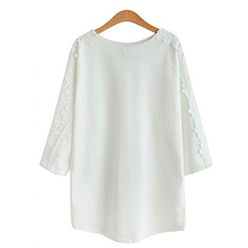 YQ23 2015 Autumn And Winter The New Lace Splice Loose Women T-shirt (XXL, WHITE)