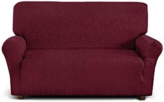 2 Seater Sofa Cover in Elasticated Fabric Colour Bordeaux Red