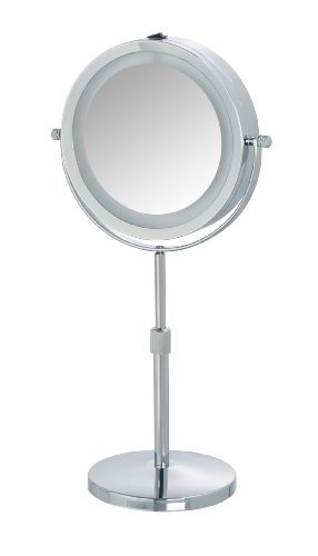 WENKO 3656540100 LED Kosmetikspiegel Lumi, Spiegelfläche ø 13cm, 500% Vergrößerung, Stahl, 21 x 35-45 x 13.5 cm, Chrom - 4