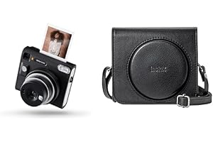 INSTAX SQ40 instant camera, built-in flash, Auto exposure, selfie lens and Selfie mirror, Black textured finish & instax SQ40 cmera case