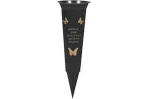 PRIDE HOME & GARDEN PHG Limited Edition Graveside Flower Vase with Personalised Verse | Unique Grave Side Flower Pot | Memorial Gift for Loved One | Durable Plastic Flower Holder | 33 x 11 (Mum Black)