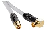  Georges Premium Cable de Antena/Sat de Cable de Antena - Recta Y 90 ° ángulo - Dorados en los Colores Blanco y Negro Antennenkabel gewinkelt 1m Blanco