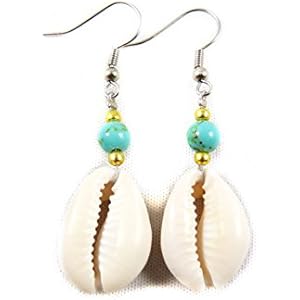 Ohrhänger Kauri Muschel Thailand Türkis Ohrringe Boho Gypsy Surfer Tribal