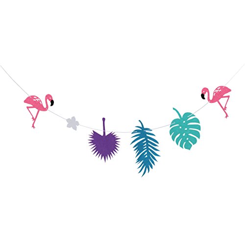 Tinksky Flamingo Blätter Banner Girlande Banner für Geburtstags Luau Party Dekoration (lila)
