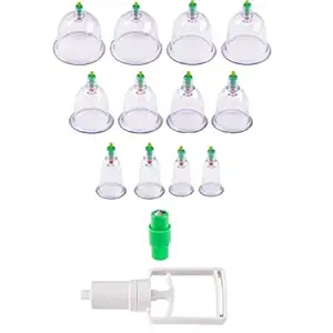 HREDOW Hijama 12 Cupping Set With Pump Vaccum Cupping Set For Pain Relief And Reduce Blood Fat Chinese Cupping Instrument For Blood Circulation And Reflexology Acupunture Magnetic Cupping