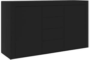 ‎VIDAXL vidaXL Sideboard, Kommode mit viel Stauraum, Schrank mit 4 Schubladen 2 Türen, Mehrzweckschrank Anrichte für Wohnzimmer, Schwarz 120×36×69cm Holzwerkstoff
