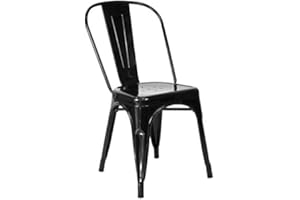 Vaukura Silla Oliix - Silla Industrial Metálica Brillo (Negro)