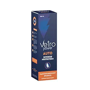 Vetro Power Auto: Nano Coating Hydrophobic Car Interior Protection Spray 250ml | Protects Fabric Vinyl Leather Seats Dashboard Door Panel from Dirt Stain Water | Non-flammable Ecofriendly (Pack of 1)