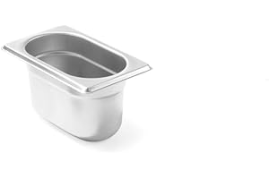 HENDI Contenitore Gastronorm, GN 1/9, resistenza termica -40 °C a 300 °C, compatibile con i forni a convezione, frigoriferi, bagno María, chafing dishes, 0.6L, 176x108x(H)65mm, acciaio inox