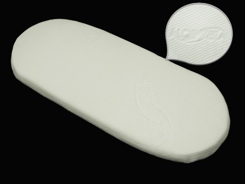 Anti-Bacterial Baby Moses Basket Foam Mattress 74 x 28 x 4 with oval shape Zip Cover