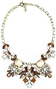 Womens Fashion Necklace - Pretty Flower with Gems Pendant Chain Womens Colorful Rhinestone Crystal Costume Jewelry Bib Statement Choker Necklace