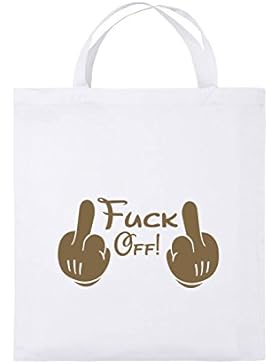 Comedy Bags - Fuck off! - Comic Hände - Jutebeutel bedruckt, Baumwolltasche zwei kurze Henkel aus 100 % Baumwolle...